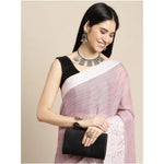 Load image into Gallery viewer, Women's Linen Printed Saree With Unstitched Blouse 5.5Mtr (Purple)