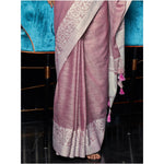 Load image into Gallery viewer, Women's Linen Printed Saree With Unstitched Blouse 5.5Mtr (Purple)