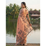 Load image into Gallery viewer, Women's Linen Cotton Printed Saree With Unstitched Blouse 5.5Mtr (Orange)