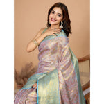Load image into Gallery viewer, Women's Jacquard Saree With Unstitched Blouse 5.5Mtr (Multicolor)
