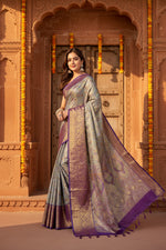 Load image into Gallery viewer, Women's Jacquard Saree With Unstitched Blouse 5.5Mtr (Multicolor)