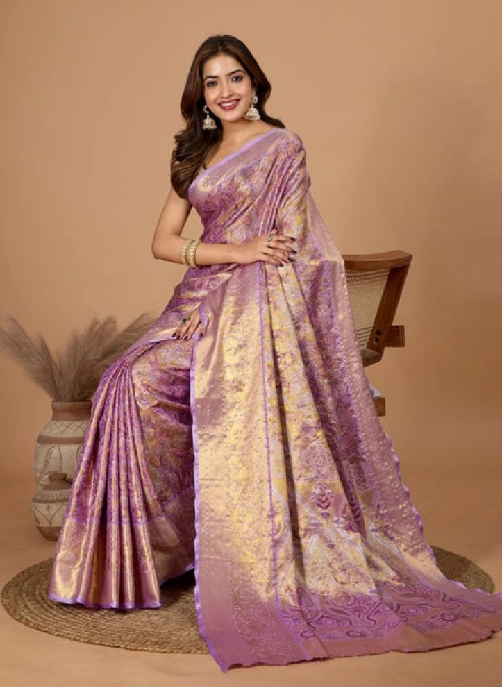 Women's jacquard saree with unstitched blouse 5