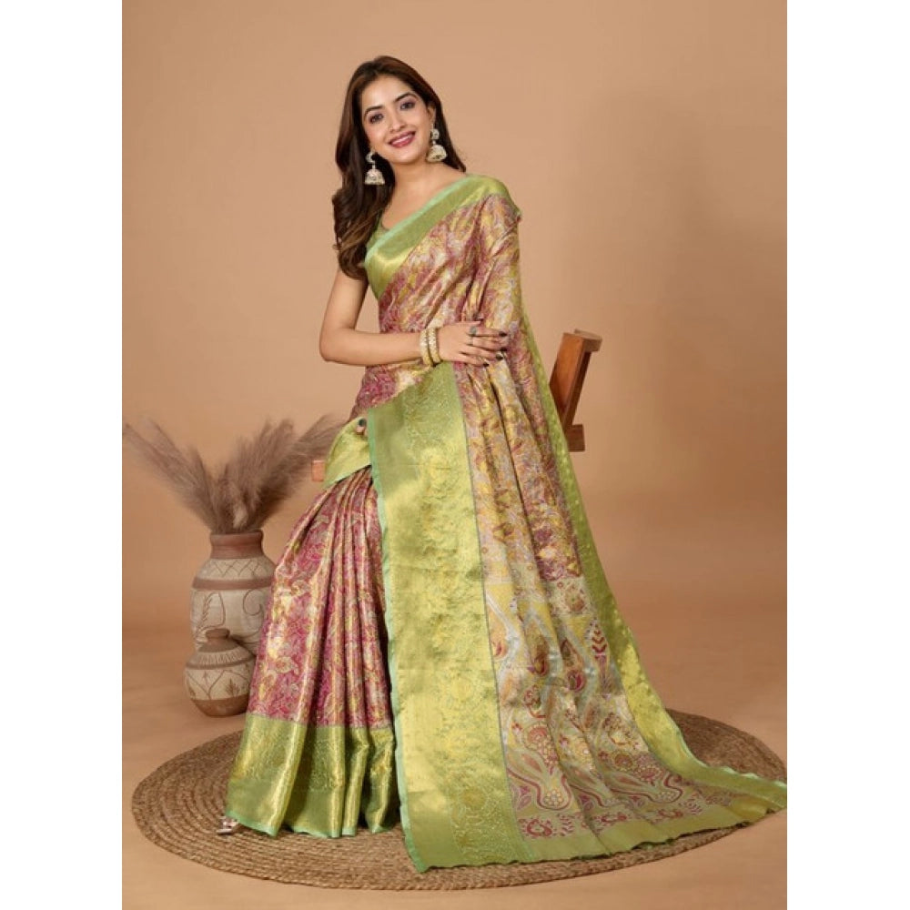 Women's jacquard saree with unstitched blouse 5