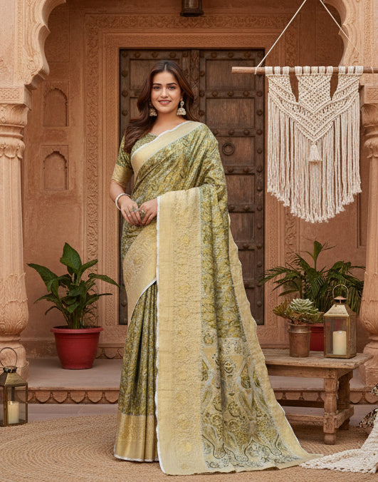 Women's jacquard saree with unstitched blouse 5