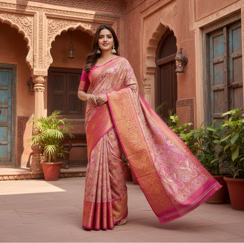 Pid 65533 women s pink jacquard saree with unstitched blouse 5 5 mtr pink 2 1000x1000