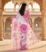 Load image into Gallery viewer, Women's Georgette Floral Printed Saree With Unstitched Blouse 5.5Mtr (Pink)