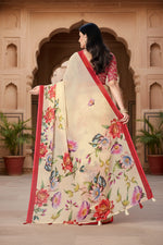Load image into Gallery viewer, Women's Georgette Floral Printed Saree With Unstitched Blouse 5.5Mtr (Yellow)