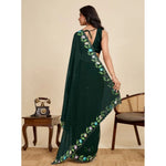 Load image into Gallery viewer, Women's Georgette Printed Saree With Unstitched Blouse 5.5Mtr (Green)