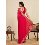 Load image into Gallery viewer, Women's Georgette Printed Saree With Unstitched Blouse 5.5Mtr (Red)