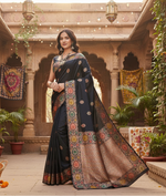 Load image into Gallery viewer, Women's Faux_Banarasi_Silk Woven Saree With Unstitched Blouse 5.5Mtr (Black)