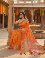 Load image into Gallery viewer, Women's Faux_Banarasi_Silk Woven Saree With Unstitched Blouse 5.5Mtr (Orange)