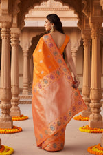 Load image into Gallery viewer, Women's Faux_Banarasi_Silk Woven Saree With Unstitched Blouse 5.5Mtr (Orange)