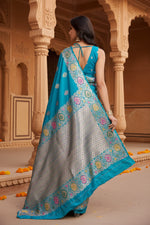 Load image into Gallery viewer, Women's Faux_Banarasi_Silk Woven Saree With Unstitched Blouse 5.5Mtr (Turquoise)