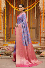 Load image into Gallery viewer, Women's Faux_Banarasi_Silk Woven Saree With Unstitched Blouse 5.5Mtr (Blue)
