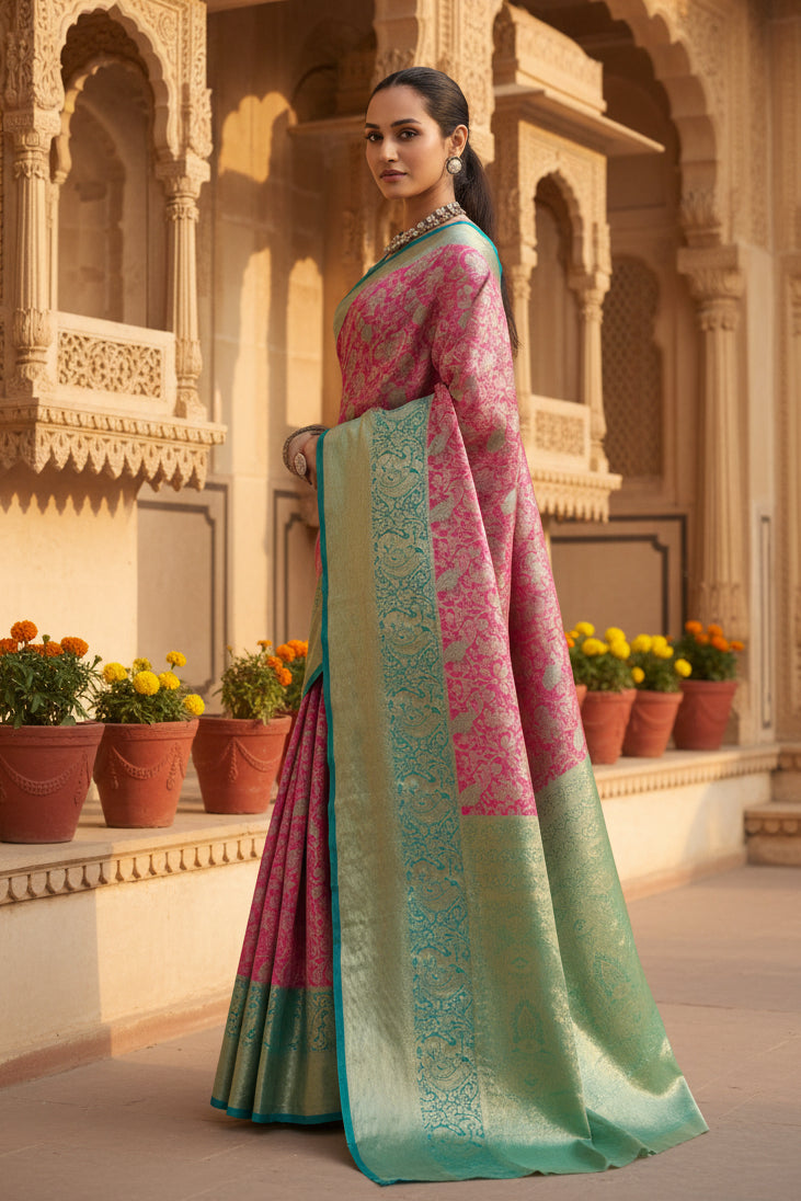 Pid 65600 women s faux banarasi silk woven saree with unstitched blouse 5 5 mtr pink 2 1000x1000