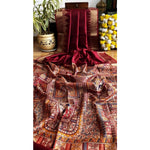 Load image into Gallery viewer, Women's Tussar Silk Madhubani Saree With Unstitched Blouse 5.5Mtr (Maroon)