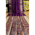 Load image into Gallery viewer, Women's Tussar Silk Madhubani Saree With Unstitched Blouse 5.5Mtr (Purple)