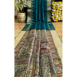 Load image into Gallery viewer, Women's Tussar Silk Madhubani Saree With Unstitched Blouse 5.5Mtr (Rama)