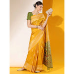 Load image into Gallery viewer, Women's Raw_Silk Woven_Motif Saree With Unstitched Blouse 5.5Mtr (Yellow)