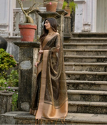 Load image into Gallery viewer, Women's Silk_Blend Butti Pattern Saree With Unstitched Blouse 5.5Mtr (Coffee)