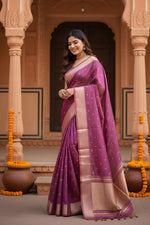 Load image into Gallery viewer, Women's Silk_Blend Butti Pattern Saree With Unstitched Blouse 5.5Mtr (Purple)