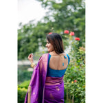 Load image into Gallery viewer, Women's Katan_Silk Zari_Weaving Saree With Unstitched Blouse 5.5Mtr (Purple)