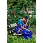 Load image into Gallery viewer, Women's Katan_Silk Zari_Weaving Saree With Unstitched Blouse 5.5Mtr (Royal_Blue)