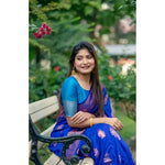 Load image into Gallery viewer, Women's Katan_Silk Zari_Weaving Saree With Unstitched Blouse 5.5Mtr (Royal_Blue)