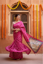 Load image into Gallery viewer, Women's Faux_Tussar_Silk Geometric_Print Saree With Unstitched Blouse 5.5Mtr (Light_Pink)