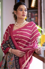 Load image into Gallery viewer, Women's Faux_Tussar_Silk Geometric_Print Saree With Unstitched Blouse 5.5Mtr (Light_Pink)