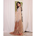 Load image into Gallery viewer, Women's Blended_Cotton Woven_Motifs Saree With Unstitched Blouse 5.5Mtr (Light_Beige)