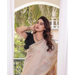 Load image into Gallery viewer, Women's Blended_Cotton Woven_Motifs Saree With Unstitched Blouse 5.5Mtr (Light_Beige)