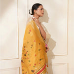Load image into Gallery viewer, Women's Blended Cotton Woven Motifs Saree With Unstitched Blouse 5.5Mtr (Mustard)