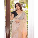 Load image into Gallery viewer, Women's Blended Cotton Woven Motifs Saree With Unstitched Blouse 5.5Mtr (Peach)