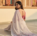 Load image into Gallery viewer, Women's Blended Cotton Floral Weaving Pattern Saree With Unstitched Blouse 5.5Mtr (Blue)