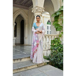 Load image into Gallery viewer, Women's Blended Cotton Floral Weaving Pattern Saree With Unstitched Blouse 5.5Mtr (Pink)