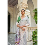 Load image into Gallery viewer, Women's Blended_Cotton Floral Weaving Pattern Saree With Unstitched Blouse 5.5Mtr (Purple)