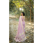 Load image into Gallery viewer, Women's Silk Blend Checked Saree With Unstitched Blouse 5.5Mtr (Lavender)