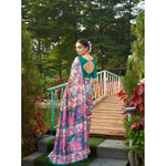 Load image into Gallery viewer, Women's Faux_Tussar Kalamkari_Print Saree With Unstitched Blouse 5.5Mtr (Green)