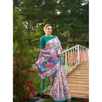Load image into Gallery viewer, Women's Faux_Tussar Kalamkari_Print Saree With Unstitched Blouse 5.5Mtr (Green)