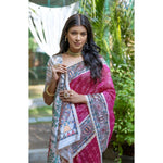Load image into Gallery viewer, Women's Faux_Tussar Geometric_Print Saree With Unstitched Blouse 5.5Mtr (Pink)