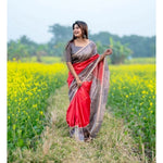 Load image into Gallery viewer, Women's Faux_Tussar Geometric_Print Saree With Unstitched Blouse 5.5Mtr (Pink)