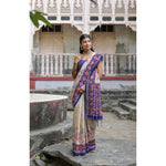 Load image into Gallery viewer, Women's Faux_Tussar Floral Jal With Patola Print Saree With Unstitched Blouse 5.5Mtr (Blue)