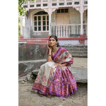 Load image into Gallery viewer, Women's Faux_Tussar Floral Jal With Patola Print Saree With Unstitched Blouse 5.5Mtr (Lavender)