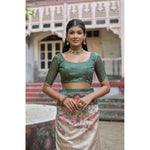 Load image into Gallery viewer, Women's Faux_Tussar Floral Jal With Patola Print Saree With Unstitched Blouse 5.5Mtr (Teal)