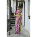Load image into Gallery viewer, Women's Faux_Tussar Ikat Saree With Unstitched Blouse 5.5Mtr (Green)