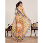 Load image into Gallery viewer, Women's Linen Floral Printed Saree With Unstitched Blouse 5.5Mtr (Beige)