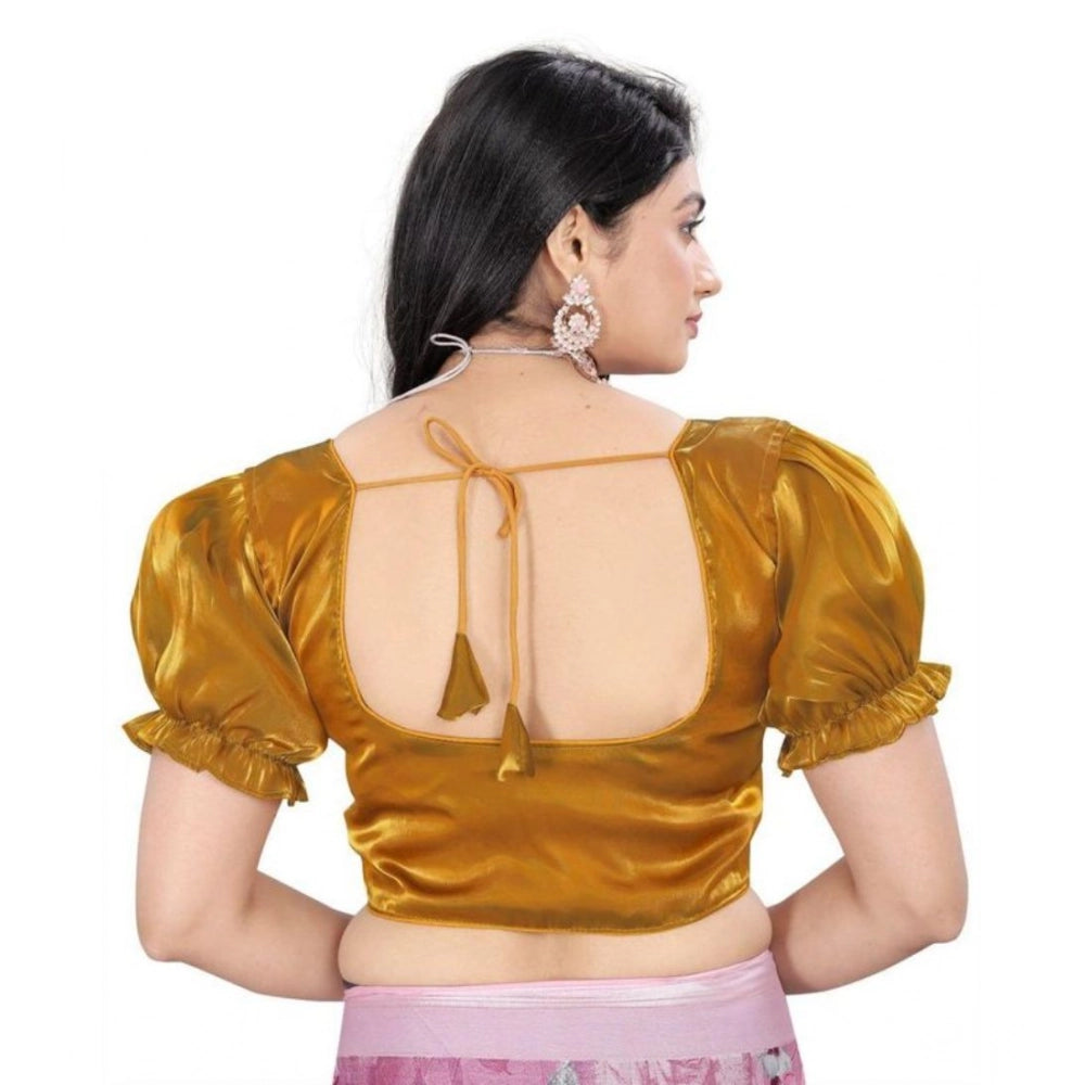 Women's jimmy solid designer neck elastic sleeve readymade blouse (gold 38 , alterable up to 42) pid65828