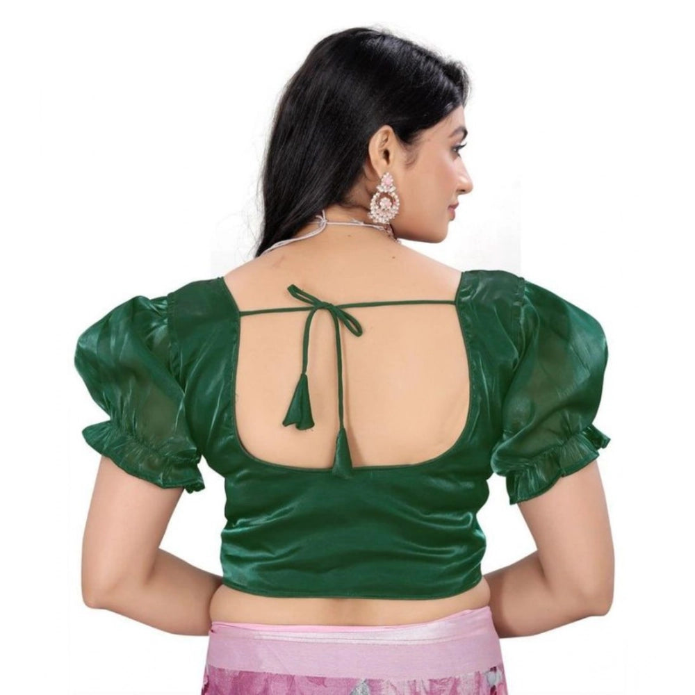 Women's jimmy solid designer neck elastic sleeve readymade blouse (green 38 , alterable up to 42) pid65829