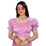 Load image into Gallery viewer, Women's Jimmy Solid Designer Neck Elastic Sleeve Readymade Blouse (Light Pink 38 , Alterable up to 42)-PID65830